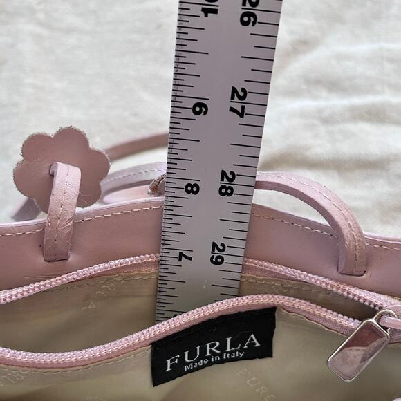Furla Powder Baby Pink Mauve Lavender Shoulder Bag Leather Bucket Purse Vintage - Picture 14 of 15